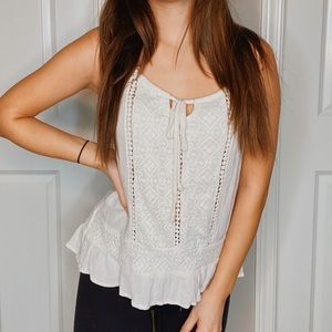 Cream crochet tank